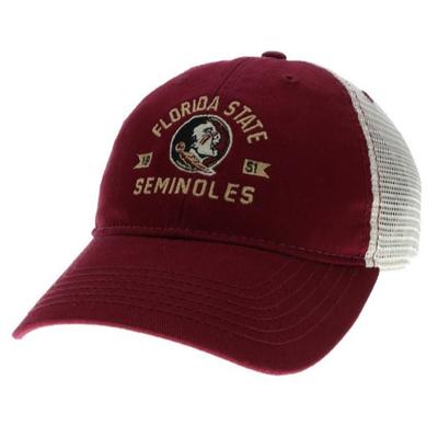 Florida State Legacy Arch w Mascot Logo Twill Trucker Hat
