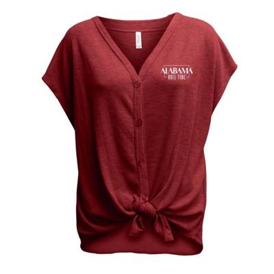 Alabama Summit Women's Waffle Knit Button Front Tied Top