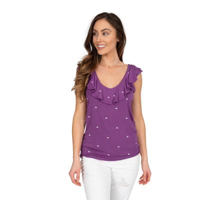 LSU Stewart Simmons Tiger Ruffle Top