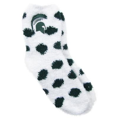 Michigan State ZooZatz Reverse Fuzzy Dot Socks