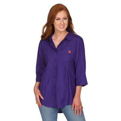 Clemson University Girls Front Pleat Button-Up