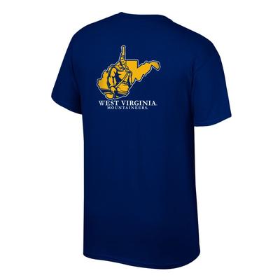 West Virginia Mountaineer Mascot in State Tee Shirt