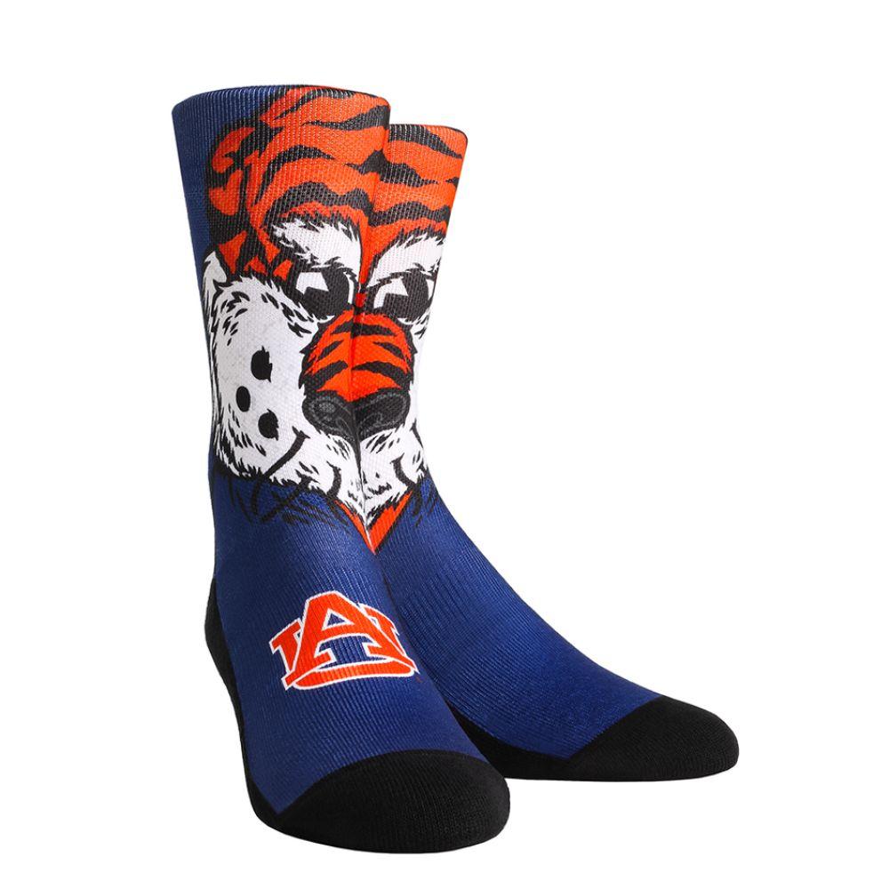 Auburn Rock ' Em Split Face Mascot Socks