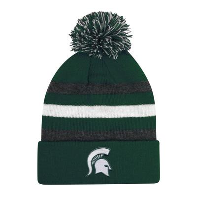 Michigan State Halftime Kids' Striped Pom Cuff Knit Hat
