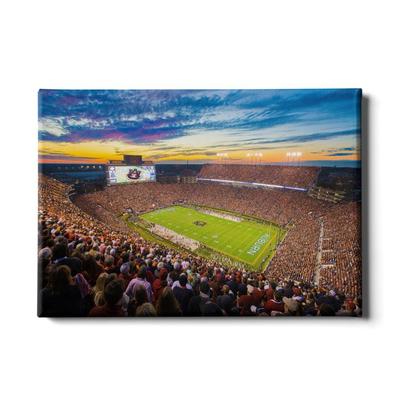 Auburn 24x16 Sunset Over Jordan-Hare Stadium Canvas
