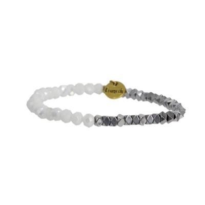 Erimish Silver and White Gamer Stackable Bracelet