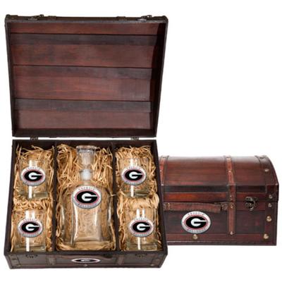 Georgia Heritage Pewter Red Decanter Chest Set