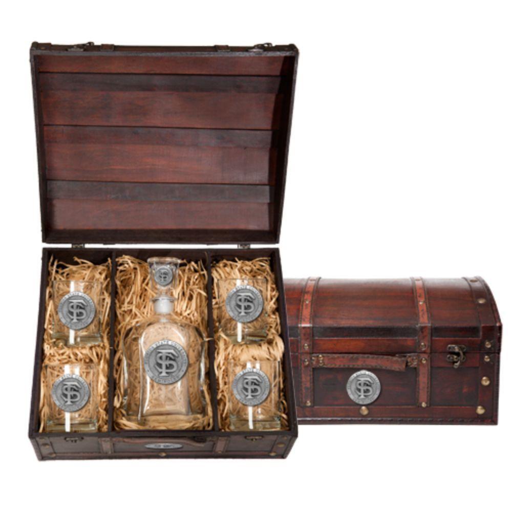Fsu Heritage Pewter Decanter Chest Set