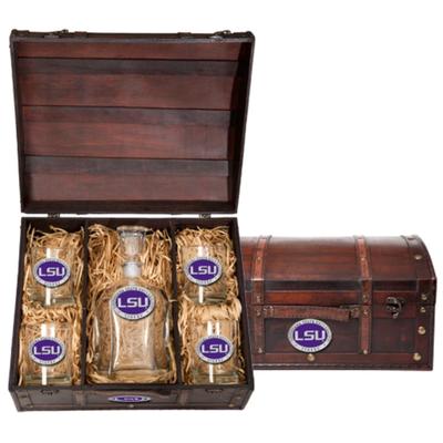 LSU Heritage Pewter Purple Decanter Chest Set