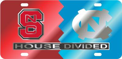 House Divided NC State/UNC License Plate