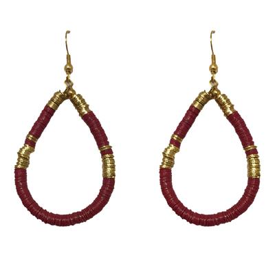 Maroon Teardrop Sequin Earrings