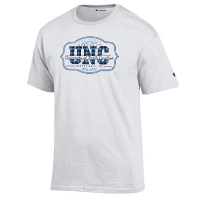 UNC Plaid Plaque Logo Tee