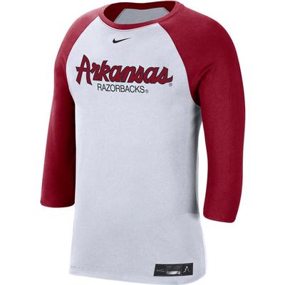 Arkansas Nike Men's Dri-fit Cotton Raglan Baseball Tee