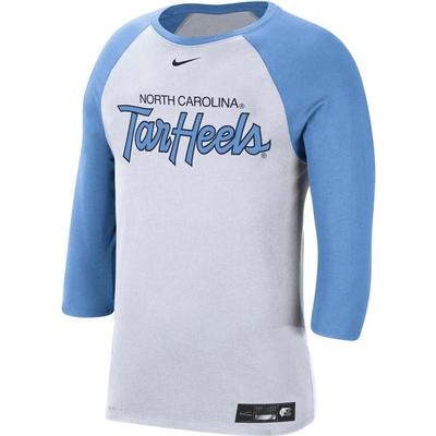 UNC Nike Men's Dri-fit Cotton Raglan Baseball Tee