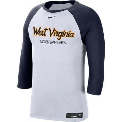 West Virginia Nike Men's Dr-fit Cotton Raglan Baseball Tee