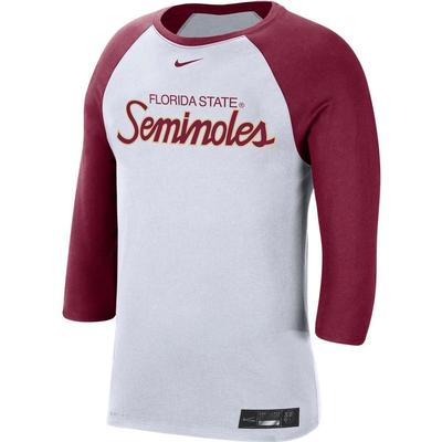 FSU Nike Men's Dr-fit Cotton Raglan Baseball Tee