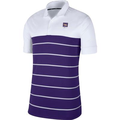 LSU Nike Label Striped Polo