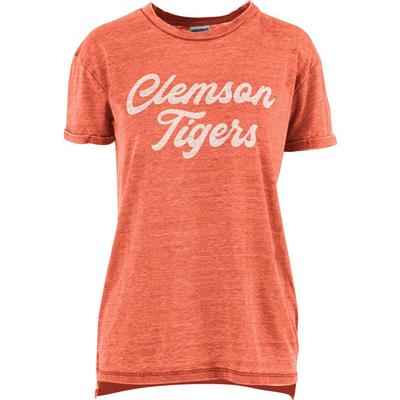 Clemson Pressbox Women's Juniper Script Vintage Wash Tee