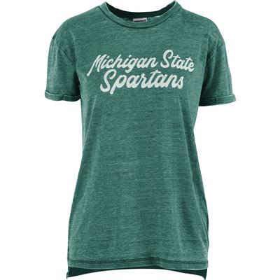 Michigan State Pressbox Women's Juniper Script Vintage Wash Tee