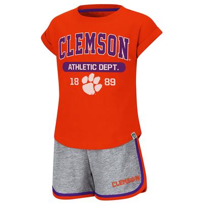 Clemson Colosseum Toddler Girl Charge It Short Set