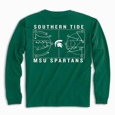 Michigan State Southern Tide Basketball Court Long Sleeve Tee