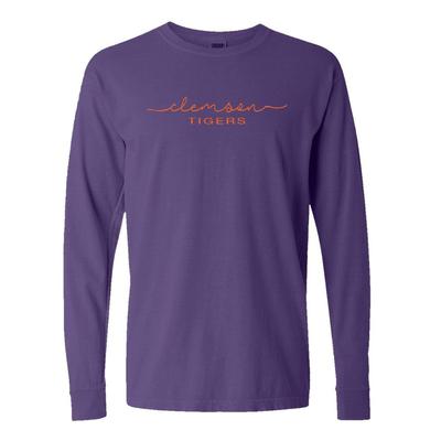 Clemson Summit Women's FC Script Over Mascot Long Sleeve Tee