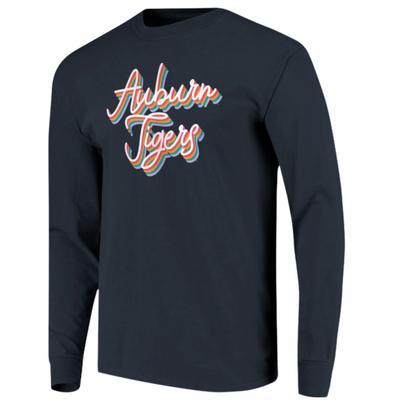 Auburn Women's Rainbow Girly Script Long Sleeve Tee