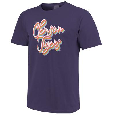 Clemson Women's Rainbow Girly Script Short Sleeve Tee