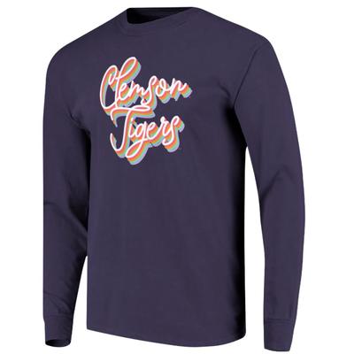 Clemson Women's Rainbow Girly Script Long Sleeve Tee
