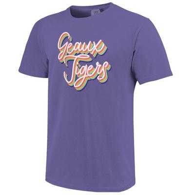 LSU Women's Rainbow Girly Script Short Sleeve Tee