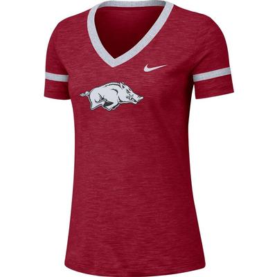 Arkansas Nike Women's Slub V-Neck Tee