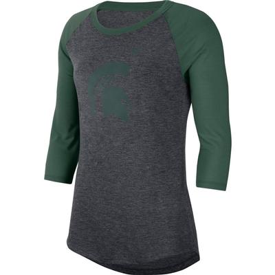 Michigan State Nike Dri-Blend 3/4 Sleeve Raglan Tee