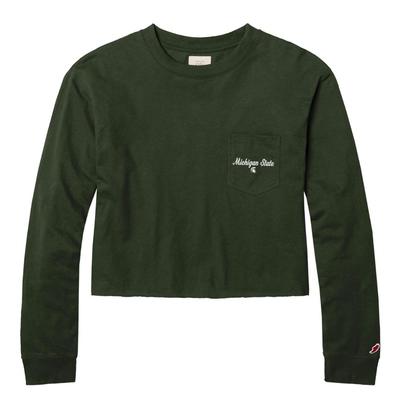 Michigan State League Clothesline Long Sleeve Crop Top