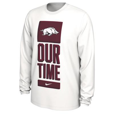 Arkansas Nike Our Time Bench Long Sleeve Tee