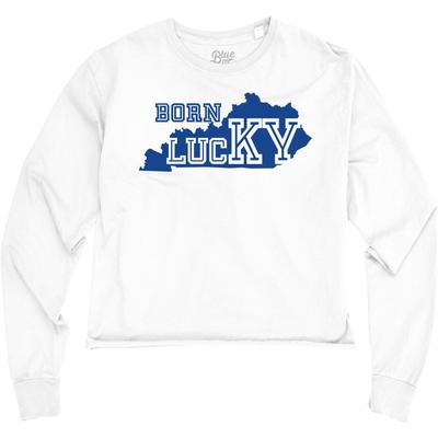Kentucky Women's Blue 84 Born Lucky Cropped Long Sleeve Tee