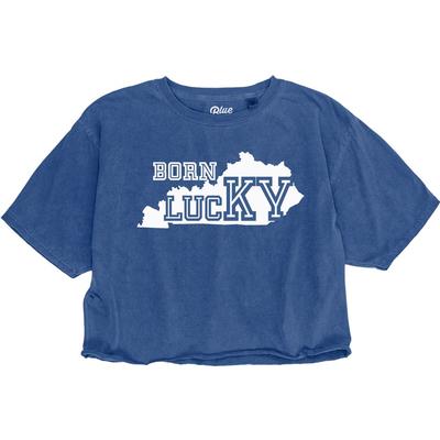 Kentucky Women's Blue 84 Born Lucky Cropped Short Sleeve Tee