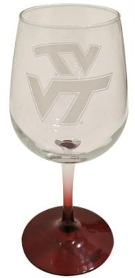 Virginia Tech 12 Oz. Satin Etched Wine Glass