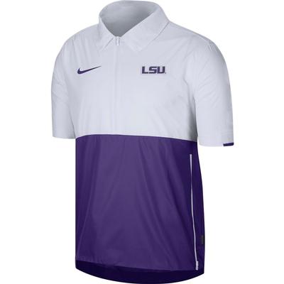 LSU Nike Men's Lightweight Coach Short Sleeve Jacket