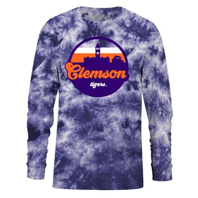 Clemson Tie Dye Crystal Wash Long Sleeve Tee