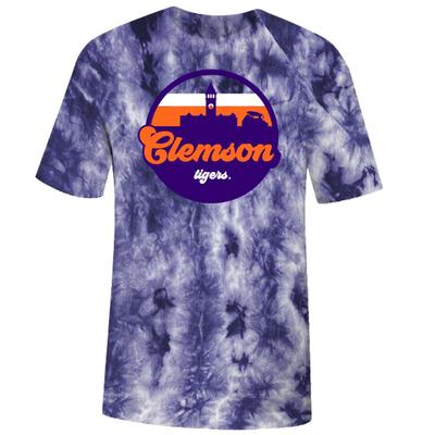 Clemson Tie Dye Crystal Wash Short Sleeve Tee