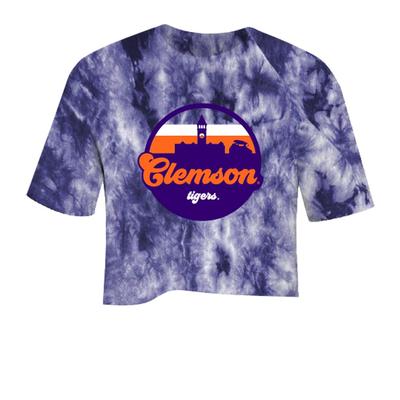 Clemson Tie Dye Crystal Wash Crop Top