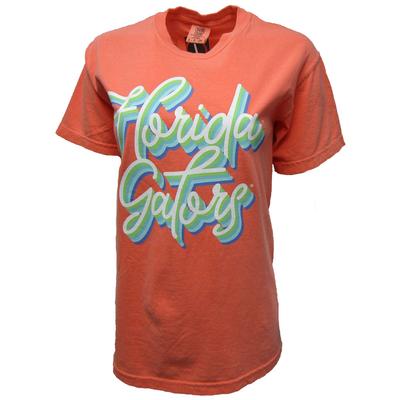 Florida Women's Rainbow Girly Script Short Sleeve Comfort Color Tee