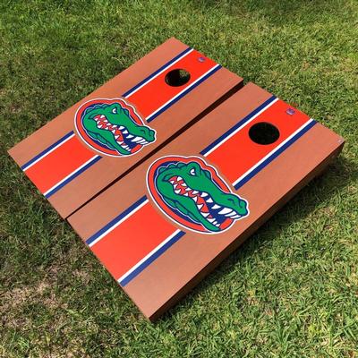 Florida Victory Tailgate Rosewood Stripe Gatorhead Cornhole Set