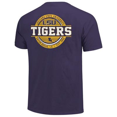 LSU Striped Stamp Comfort Colors Shirt