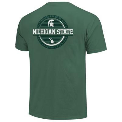 Michigan State Striped Stamp Comfort Colors Shirt