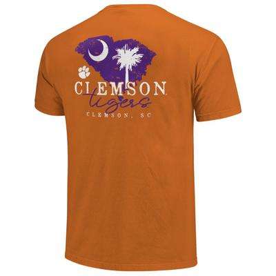 Clemson Tigers State Outline Comfort Colors Shirt