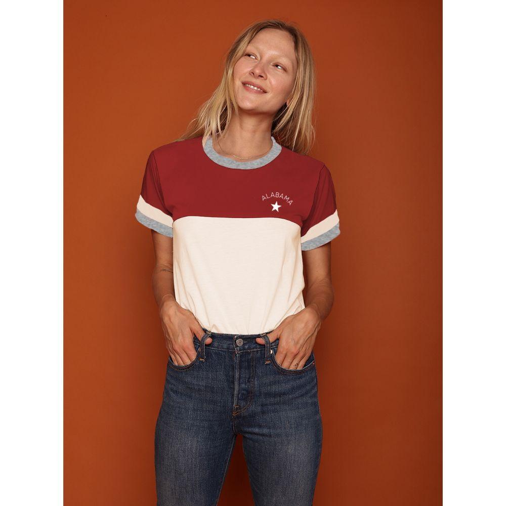 Alabama Camp Collection Romy Color Block Stripe Sleeve Tee