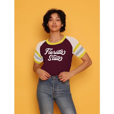 FSU CAMP Collection Holly 3 Cropped Stripe Sleeve Tee