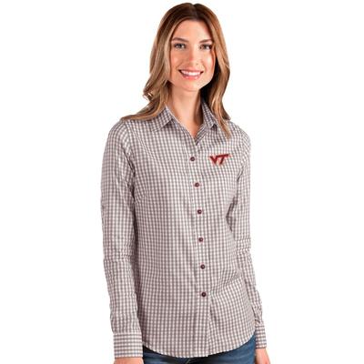 Virginia Tech Antigua Women's Structure Gingham Woven Top