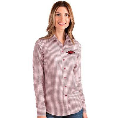 Arkansas Antigua Women's Structure Gingham Woven Top